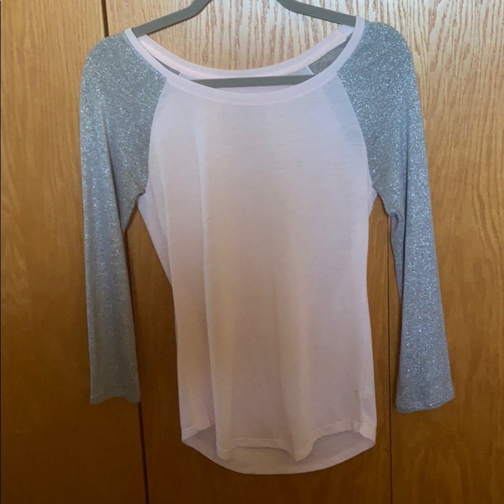 Pink and sparkle baseball tee.